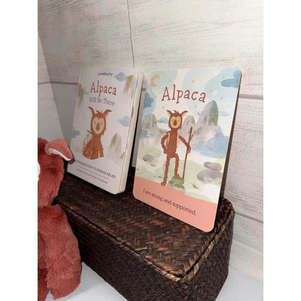 Slumberkins Alpaca Kin Plush Set with Board Book and Affirmation Card‎ Rust Red